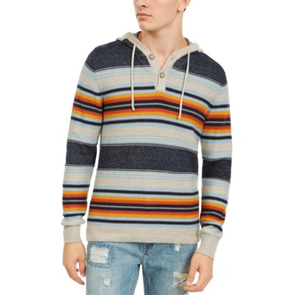 American Rag Other - America Rag Men XXL 100% Cotton Long-Sleeve Pullover Striped Henley‎ Hoodie